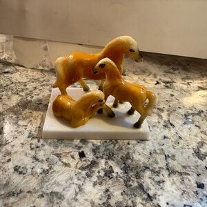 Ugly plastic Horse Figurine Set - Orange and White